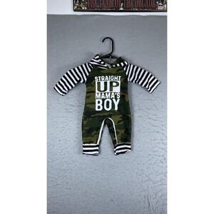 Straight Up Mama's Boy Coverall Boys 0-3M Green Camo Hooded Stripe One-piece